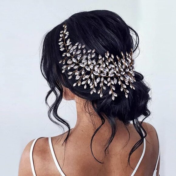 Rhinestone Bridal Headpiece Gold Wedding Hair Accessories Bridesmaids main image 6